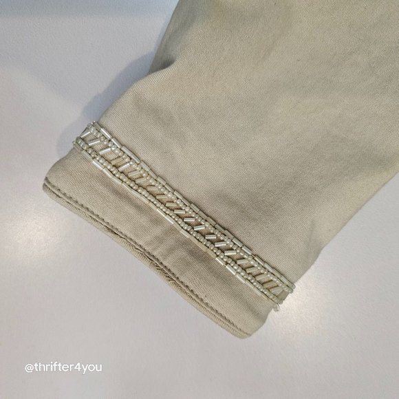 W Work to Weekend Beige Khaki Beaded Women Jacket Blazer - Picture 4 of 6